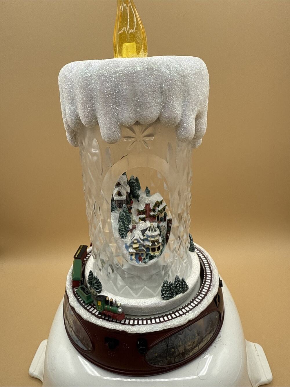Thomas Kincade Illuminated Musical Crystal Candle With Moving Train 2011 Tested